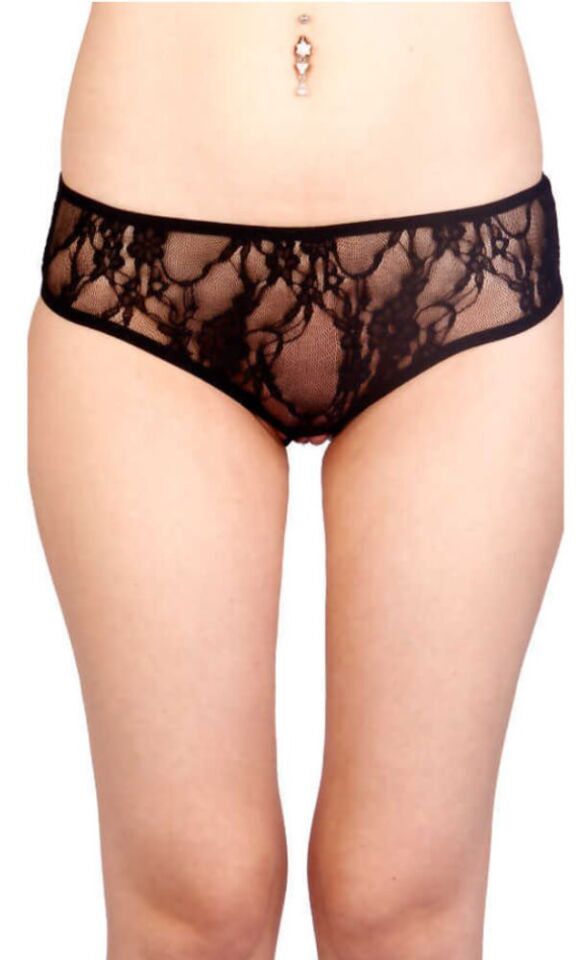 Black Lace Private Areas Open Fantasy Panties