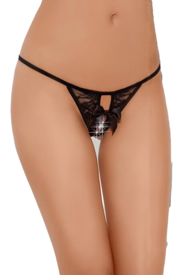 Black Bowknot Private Area Open Fantasy Panties