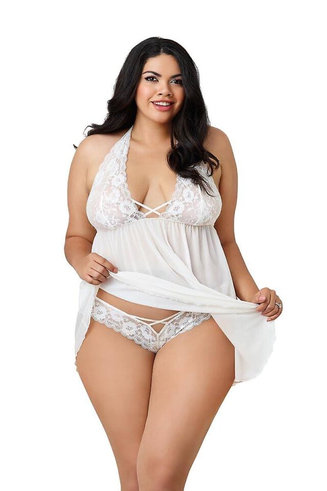 Lace White Plus Size Nightgown