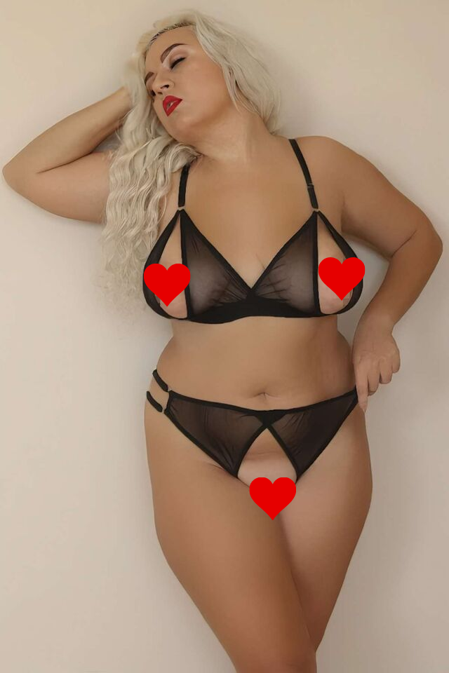 Private Areas Open Plus Size Black Transparent Fantasy Bra Set